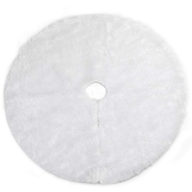 BAKAJI Christmas Tree Rug Skirt Cover Diameter 90 cm Soft Fabric Plush White Snow Effect Christmas Decoration