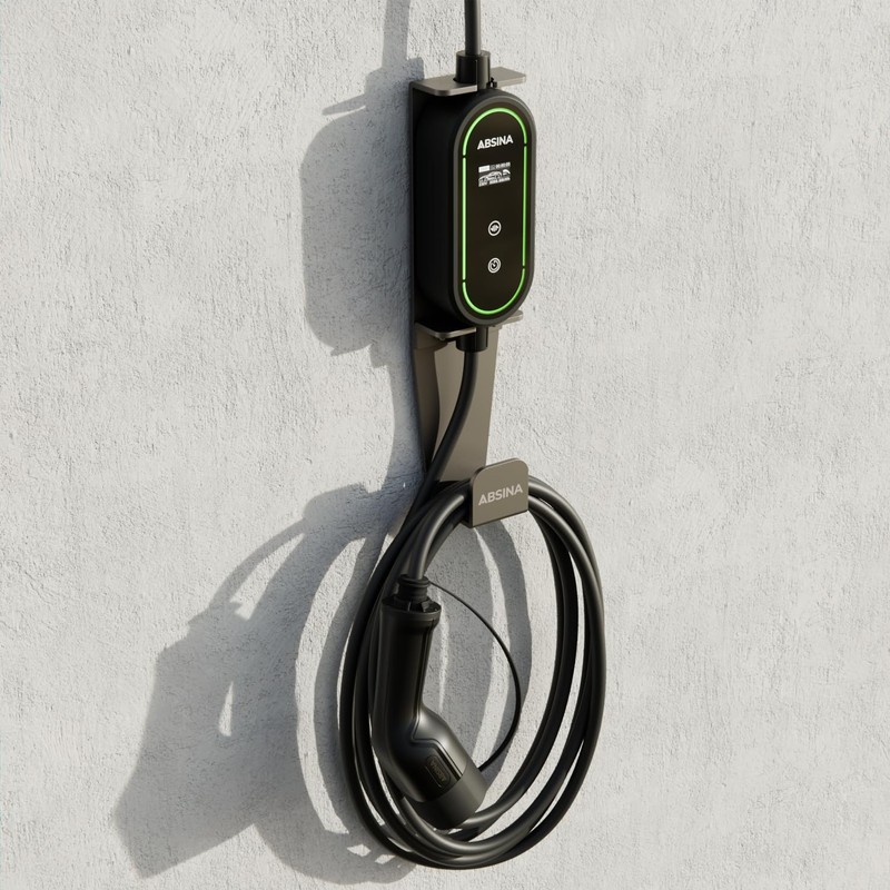 ABSINA Aluminium Type 2 Wall Mount Schuko Charging Cable &