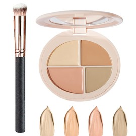UZYXC Full Cover Concealer Palette, 4 in 1 Concealer Creme, 4 Farben Concealer Contour mit Brush, Concealer Augenringe,Abdeckstift Gesicht, Wasserdicht Langanhaltend, Highlight Contours