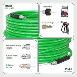 Sewer Jetter Kit for Pressure Washer 200FT – 5800PSI High-Pressure Drain Cleaner, M22 & 1/4'' NPT Universal Fit, Unclog Gutters & Sewer Lines, Durable Jetter Hose for Homeowners & DIYers (200FT)