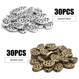 Jewelry Spacer Beads,60pcs Antique Silver Bronze Tree Of Life Spacer Beads Oval Loose Charm Beads Tibetan Alloy Jewelry Findings For DIY Craft Bracelet Necklace Making,9x12mm