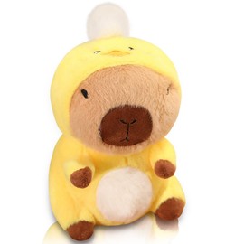 WUFUVAP Cute Capybara Plush Wearing Duck Costume Kawaii Capybara Stuffed Animal Soft Stuffed Capibara Toy Birthday Gifts Party Decoration for Kids (Yellow)