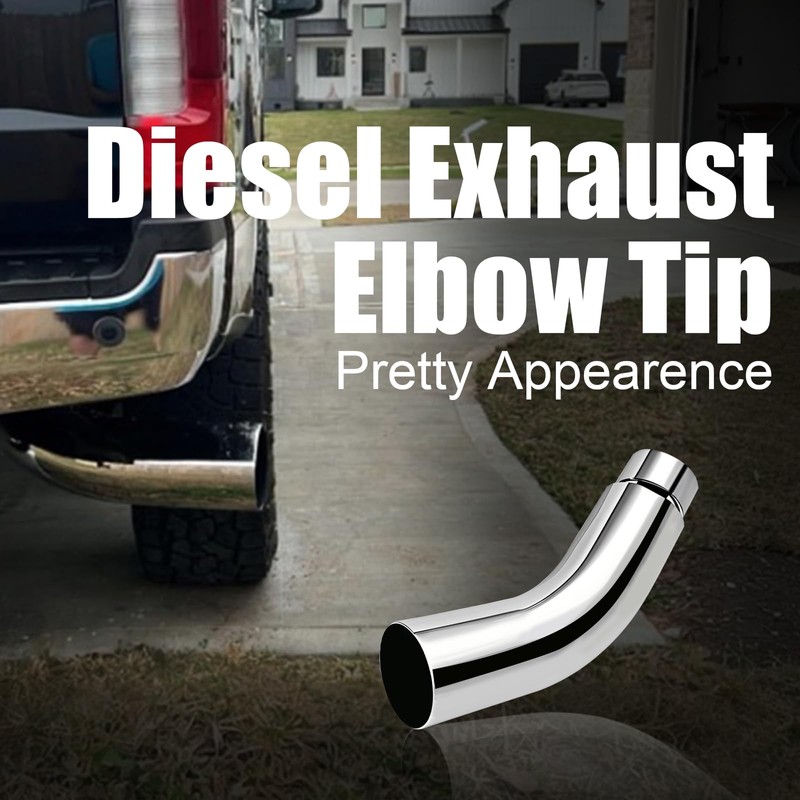 Floshine Diesel Exhaust Elbow Tip, Side Exit Exhaust Tip, chromed