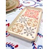 Portuguese Pottery Rectangular Serving Platter, Mosaic Rose Design, Hand-Painted Ceramic,