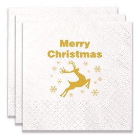 100 Count of Merry Christmas Paper Napkins for Christmas Party Decoration
