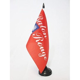 City of Baton Rouge Table Flag 5'' x 8'' - Bâton-Rouge in Louisiana Desk Flag 21 x 14 cm - Black plastic stick and base - AZ FLAG