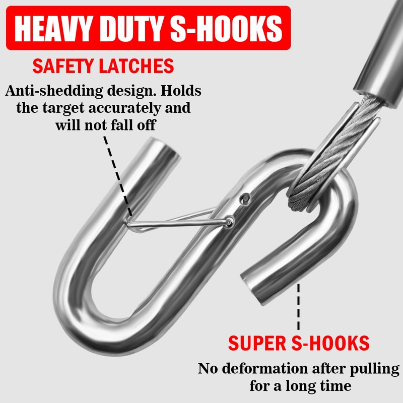 VIVBOO 66" Trailer Safety Cables with Hooks Tow Straps 2-Pack