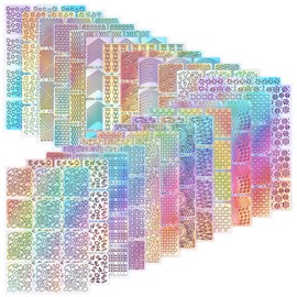288 Stücke Nagel Vinyl Schablonen Nagel Kunst Dekoration Aufkleber Set Nail Art Design Aufkleber Tipps Decals, 24 Blatt
