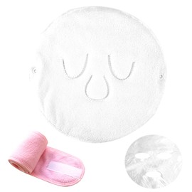 BOYYJING Hot Compress Face Towel Mask Set,Reusable Cold Hot Towel Beauty Skin Care Mask for Open Pores and Increase Blood Circulation,Also Spa Headband and Disposable Plastic Facial Mask.