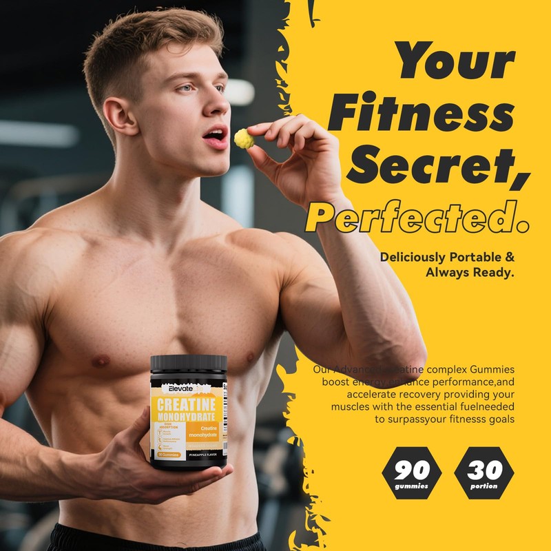 ElevateLife NSF Certified Creatine Monohydrate Gummies 5000mg for Men &