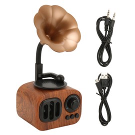 BT Speaker Vintage Wood Grain Pattern Portable Wireless Radio Speaker for Home Outdoor Travel