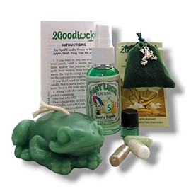 Money Frog Candle Kit - Prosperity, Casino, Feng Shui, Witchcraft, Pagan, with Perfume & Amulet