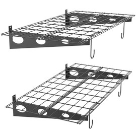 TORACK Garage 24 x 48 in/2 x 4 ft Wall Shelves, Wall Mounted Wire Shelves for Garage Heavy Duty Wall Shelving(Black, Pack of 2)