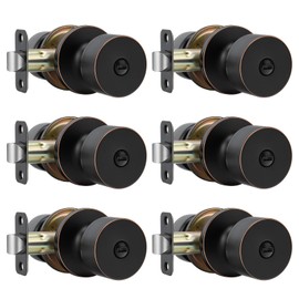 Haidms Oil Rubbed Bronze Door Knobs Interior, Bronze Interior Door Knob for Bedroom & Bathroom, Privacy Door Knob Oil Rubbed Bronze 6 Pack