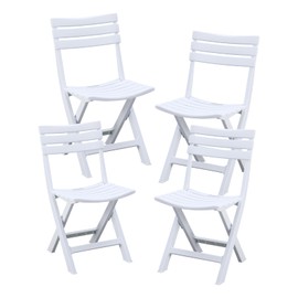 BOOSDEN Folding Plastic Chairs 4 Pack, Foldable Patio Stackable Chairs with Backrest for Outdoor Indoor Dining Party Wedding Event White