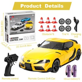 HIULLEN 1:24 Mini Ferngesteuertes Auto, Desktop RC Drift Car, 2,4Ghz 4WD Rennauto Ferngesteuertes mit LED-Leuchten, 18 km/h Spielzeugauto RC Car Geschenk für Kinder Erwachsene ab 6 7 8+ Jahren