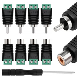 KUOQIY 4 Pairs RCA Adapter Terminal Block Set, RCA Male and Female to AV Screw Terminal Audio/Video Speaker Cable Connector for CCTV Security Camera