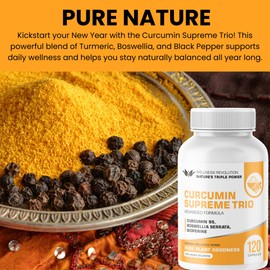 Zamzam Wellness Herbs Curcumin Supreme Trio with Curcumin 95% Boswellia Serrata & BioPerine C High-Strength for Joint, Inflammation, and Immune Support C Vegan Capsules C Premium Absorption Formula