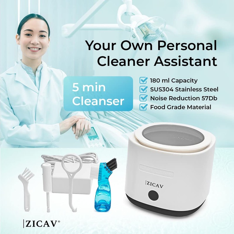 ZICAV Retainer Cleaner Machine - Ultrasonic Jewelry Cleaner - Denture