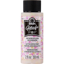 FolkArt Glitterific Pop Acrylic Craft Paint, Neon Explosion 2 fl oz Premium Glitter Finish Paint, Perfect for Easy to Apply DIY Arts and Crafts, 11992