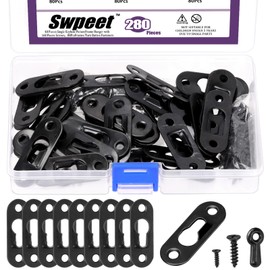 Swpeet 280Pcs 45 x 16mm Black Carbon Steel Single Keyhole Hangers with Screws and Picture Frame Turn Button Fasteners Assortment Kit, Keyhole Hanging Plate Picture Hanger for Frame, Key, Photo