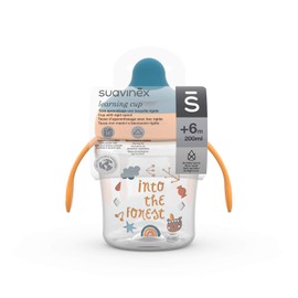 Suavinex, Learning Cup with Fixed Mouthpiece, Leak-proof Baby Cup with Hinged Lid and Handles, Dishwasher Safe, Trainer Cup 200 ml, Baby and Toddlers from 6 Months, Yellow Frog