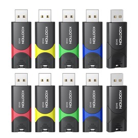 64 GB USB 2.0 Stick 10-Pack, KOOTION USB Memory Flash Drive USB 2.0 Stick 64 GB Thumb Drive USB Drive with LED Indicator for Data Storage Jump Drive (64GB 10Pack Mixcolor)