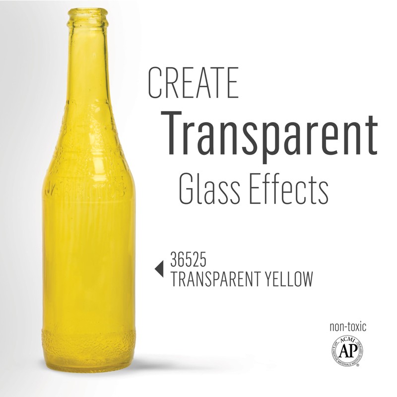 FolkArt Murano Transparent Acrylic Glass Paint, Yellow, Perfect for Indoor