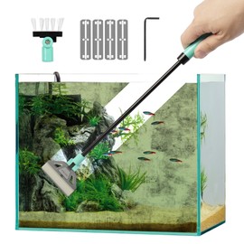 boxtech Aquarium Algenkratzer- 5 Edelstahlklingen + Bürste,50 cm Lange Handhabe,für Riff, Korallen & Pflanzen Glasbecken
