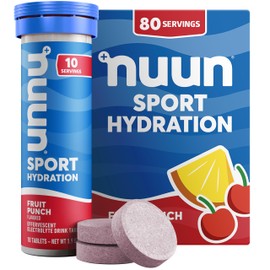 Nuun Sport Electrolyte Tablets with Magnesium, Calcium, Potassium, Chloride & Sodium, Gluten Free & Vegan, Fruit Punch, 8 Pack (80 Servings Total)