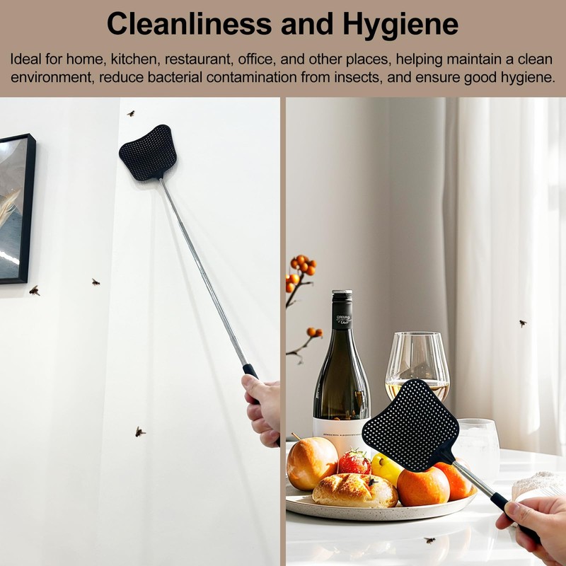 2-Pack Heavy Duty Telescopic Swatters – Durable Plastic Paddle with