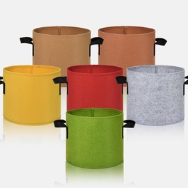 Florelf 7 Gallon Grow Gags, 6 Pack Multicolor Fabric Plant Pot Bags with Long Handles for Garden Vegetables Flowers, Make Colorful Garden…