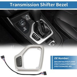 HOPESPANNER No.601-401 Transmission Shifter Bezel with Wiring Harness for Jeep Cherokee 2.4L 3.2L 2014-2018 Champagne Color Interior Shift Panel Trim No.68413957AA/5YD27LS5AA