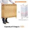 Laundry Hamper with 3 Removable Liner Bags; 132L Handwoven Rattan