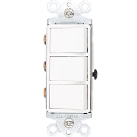 Baomain Triple Switch SW1506-2 15 Amp, 120/277 Volt, Single-Pole, AC Combination Switch, Commercial Grade, Grounded, White