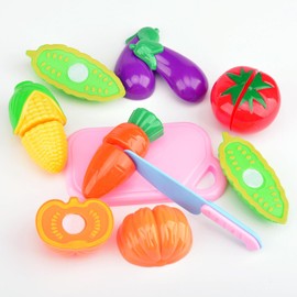 Moguri 8-Piece Set Children's Kitchen Play Kitchen Accessories, Plastic Kitchen Toy Cutting Fruit Vegetable Food with Velcro Connection for Children, Educational Toy Role Play