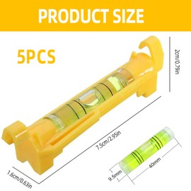 String Line Level 5PCS – Small Spirit Level for Bricklaying, Tiling, Surveying, Engineering – Compact Line Level for Fence Post, Building & Metalworking (Yellow)
