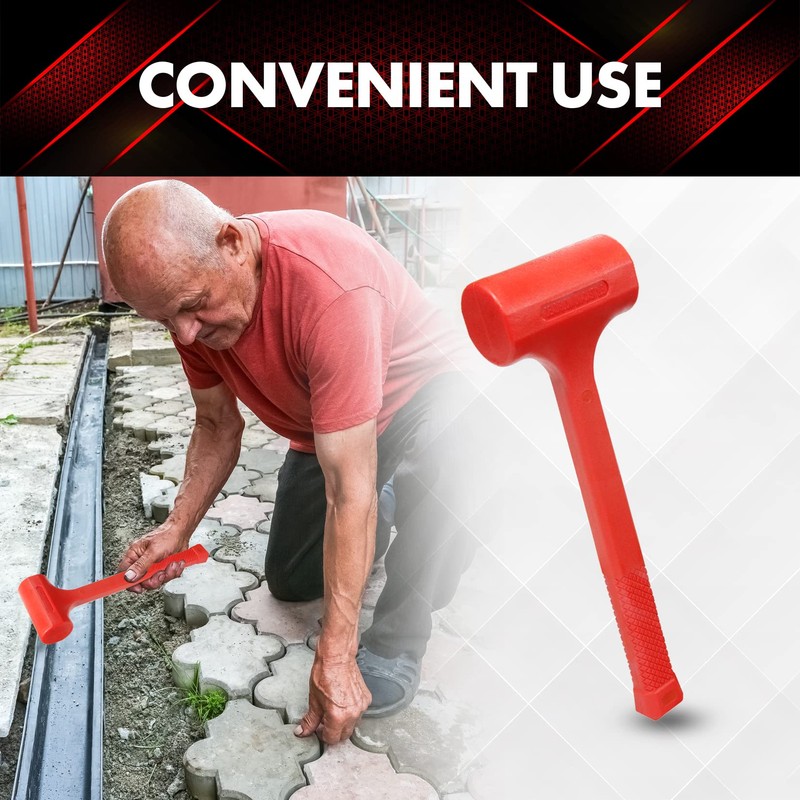 YIYITOOLS 1LB Dead Blow Hammer- Red, Mallet | Machinist Tools