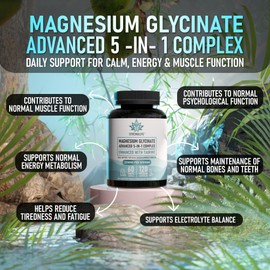 Magnesium 5-in-1 Capsules – 120 Capsules | 60-Day Supply | Glycinate, Citrate, Malate, Oxide, Lactate + Taurine | High Strength | Muscle, Energy, Sleep Support