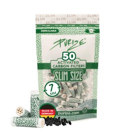 Purize Slim Size Activated Carbon Filter Diameter 7 mm - Pack of 50 - White