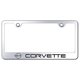 Au-TOMOTIVE GOLD Laser Etched Logo Stainless Steel License Plate Frame for Chevy Corvette C4 (Chrome)
