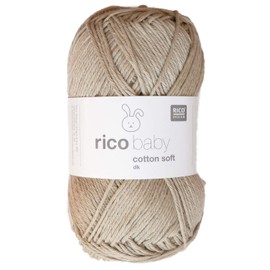 Rico Baby Cotton Soft dk Farbe 75 olive, weiche Babywolle, Baumwollmischgarn zum Stricken & Häkeln