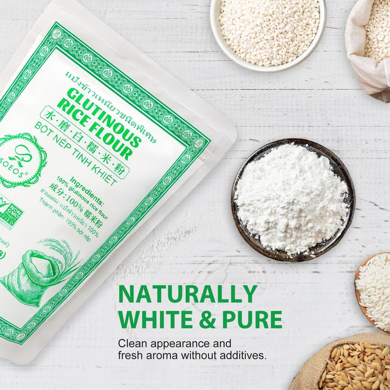 Soeos Glutinous Rice Flour 16 Ounce (Basic), 1 Pack Rice