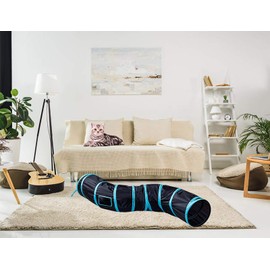 iCAGY Cat Tunnel for Indoor Cats Interactive, Rabbit Tunnel Toys, Pet Toys Play Tunnels for Cats Kittens Rabbits Puppies Crinkle Collapsible Pop Up Black 47"