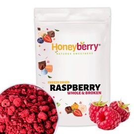 Freeze Dried Raspberry Whole & Broken 500g - No Added Sugar, 100% Natural, Gluten Free, Vegan Friendly