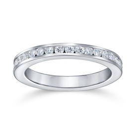 Cubic Zirconia Stackable CZ Channel Set Eternity Anniversary Wedding Band Ring For Women For Teen .925 Sterling Silver