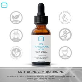 10% Tranexamic Acid Serum for Face - 1 fl oz / 30ml - Dark Spots Serum, For Brown Spots, Even Out Skin Tone - with Hyaluronic Acid, Glycerin, Natural formula, by OMIC