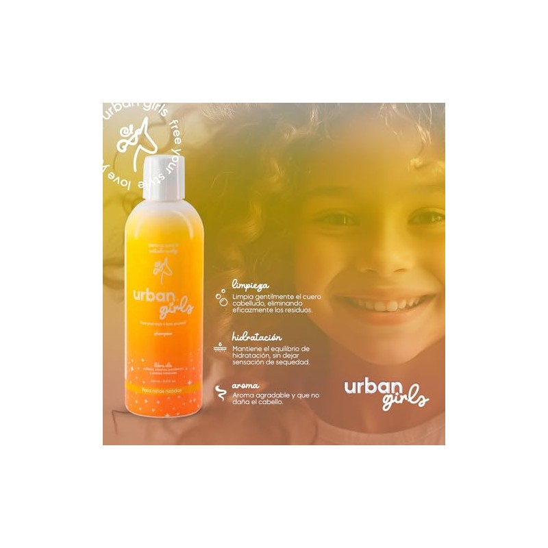 URBAN CURLS Shampoo Natural para Niñas Cabello Rizado 240 ml