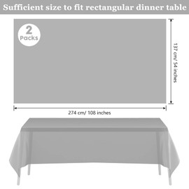 PLULON Plastic Tablecloth 2 Pack Grey 54 x 108 Inch Rectangle Table Cover for Baby Shower Party Supplies Wedding Birthday Party Home Table Decoration