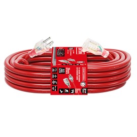 CRAFTSMAN 50 ft. Heavy-Duty Industrial Indoor/Outdoor Extension Cord Waterproof, 12/3 SJTW – Light Up 3 Prong Extension Cord, 15A/1875W/125V, ETL Certified
